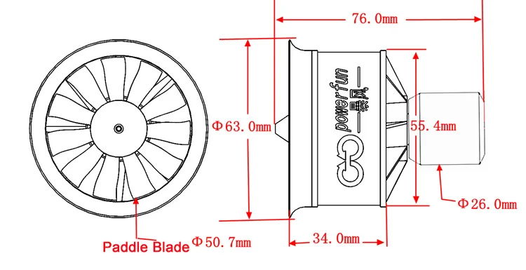 Powfun Storm модельный двигатель EDF50mm 11-blade Culvert вентилятор пропеллер пульт дистанционного управления летающая Модель двигателя