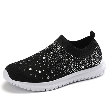 

Lightweight Women Running Shoes Slip on Summer Female Mesh Walking Sneakers Black White Woman Sports Shoes Trainer Big Size