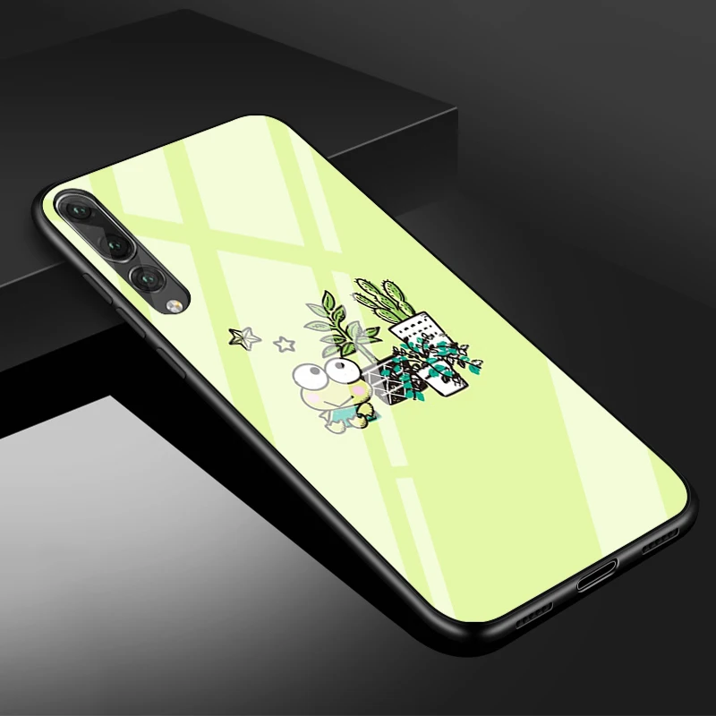 cute huawei phone cases Keroppi Kính Cường Lực Điện Thoại Ốp Lưng Cho Huawei P20 P30 P40 P40 Lite Pro Psmart Giao Phối 20 30 Bao Vỏ phone case for huawei