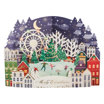 

Merry Christmas Cards Winter city Christmas card Gift Pop-Up Cards Christmas Dec