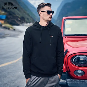 

Enjeolon Autumn Winter New Pocket Letter Embroidery Hoodies Men Casual Joggers Sweatshirt Sportswear Male Hooded chaquetas WY718
