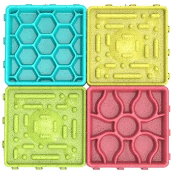 

LIXF 4Pcs/Set Dogs Puzzle Bowls Pet Cats Feeding Dishes Puppy Kittens Slow Eating Feeder Anti-Slip Licking Mat