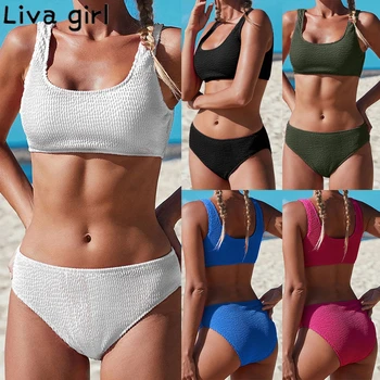 

Liva girl Sexy Solid Print Swimsuit Push Up Padded Brazilian Swimsuit Women Beachwear Swimwear Maillot De Bain Femme Bikinis 20