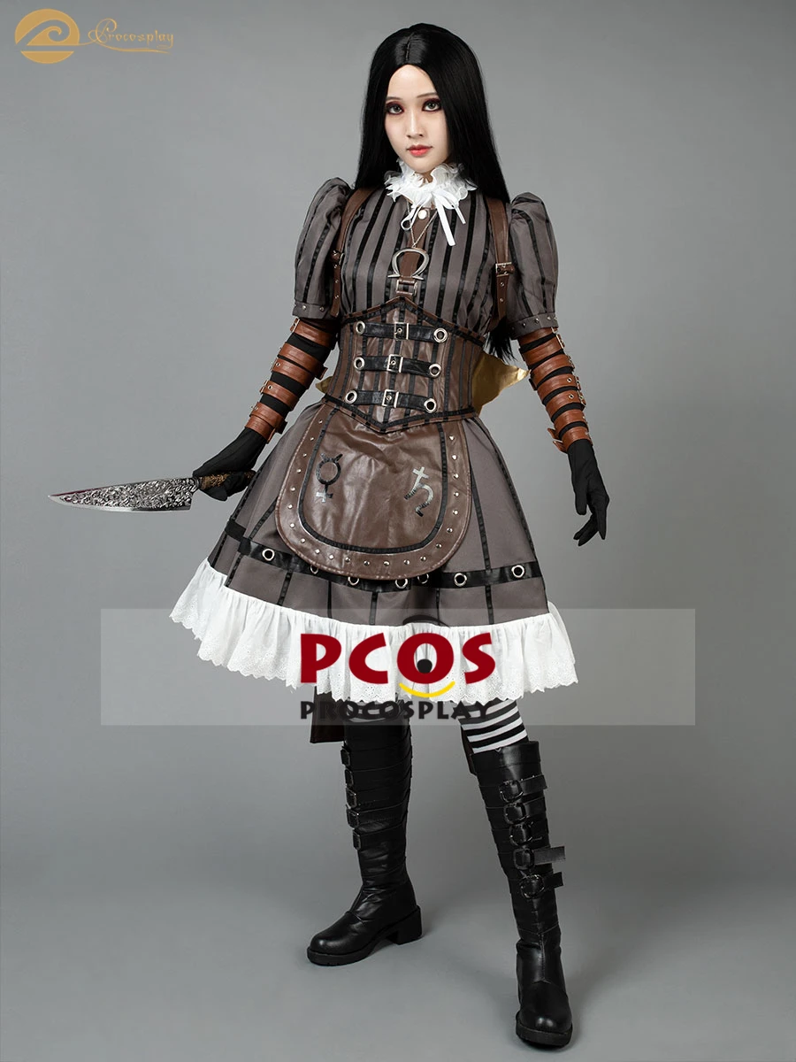 Pro cosplay Deluxe Alice Madness Returns Steamdress косплей костюм и ожерелье подарок mp000304