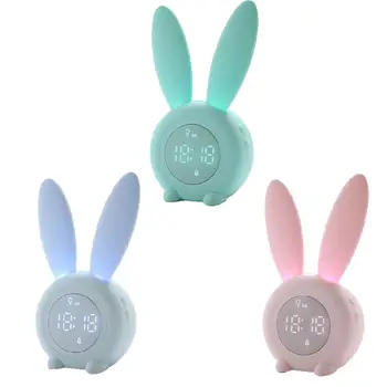 

USB Bunny Alarm Clock Night Light Sound Control Countdown Snooze Time Temp Home