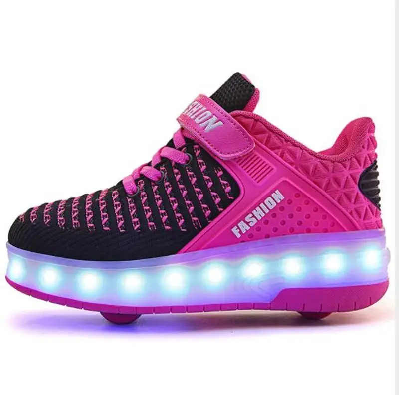 Новинка Модные розовые и золотые кроссовки с usb зарядкой для девочек мальчиков