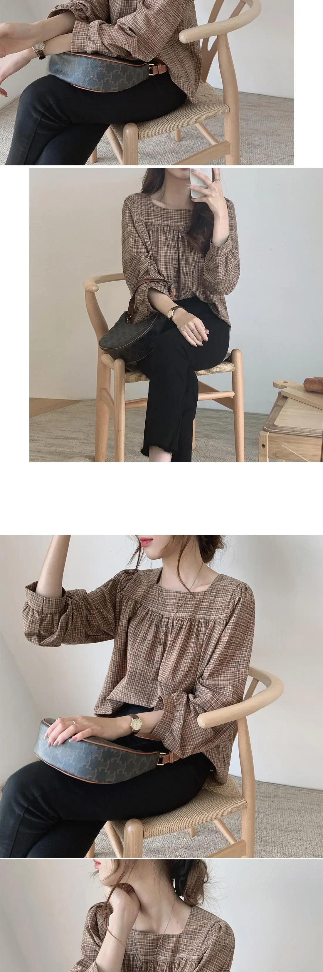 Plaid New Womens Blouses Summer Tops Femme Casual Women Shirt Long Sleeve Cotton Girls women Blouse New Blusas Solid Loose