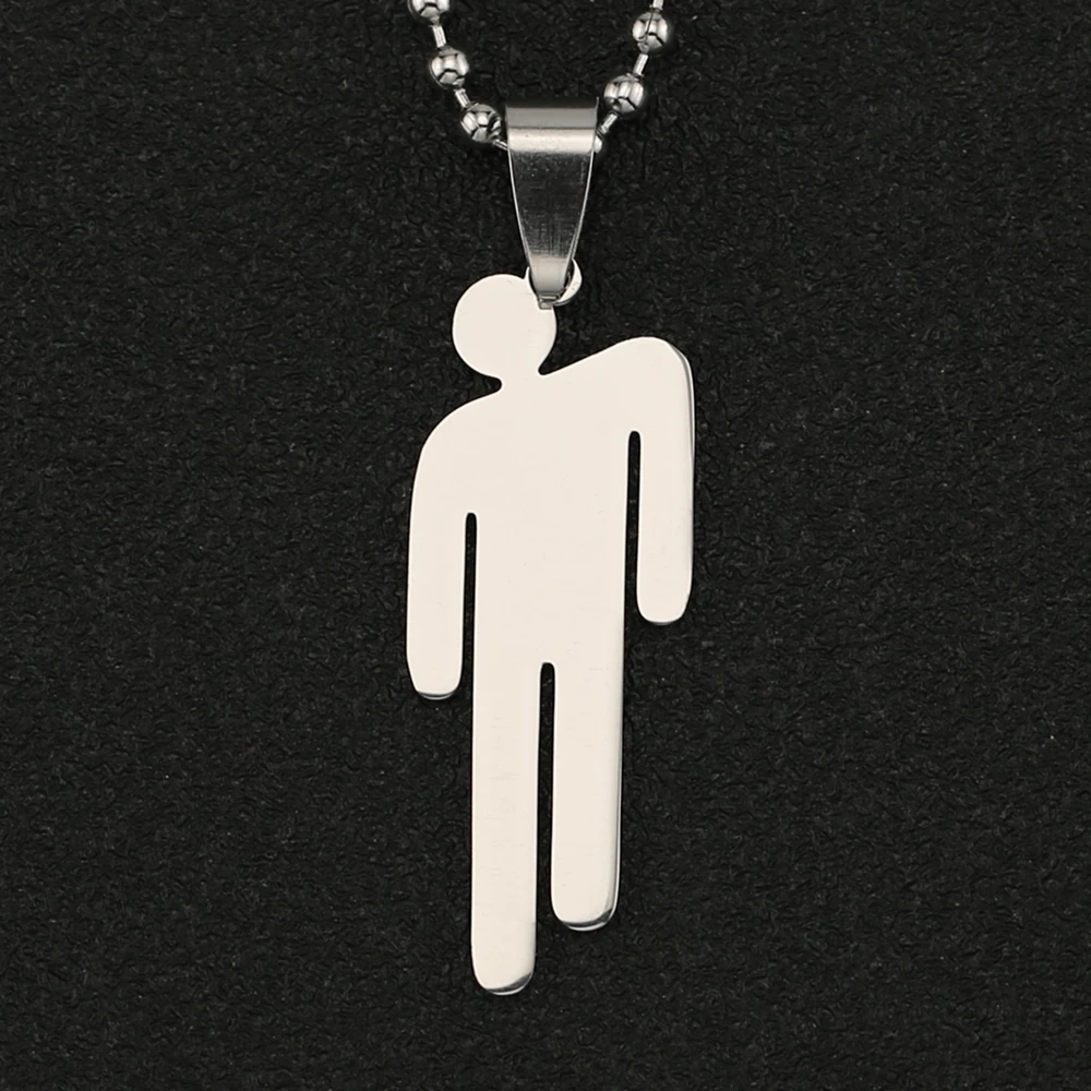 

Billie Eilish Necklace People Figure Singer Logo Pendant Silver Hip Hop Rock Roll Music Stainless Steel Jewelry Fans Wholesale