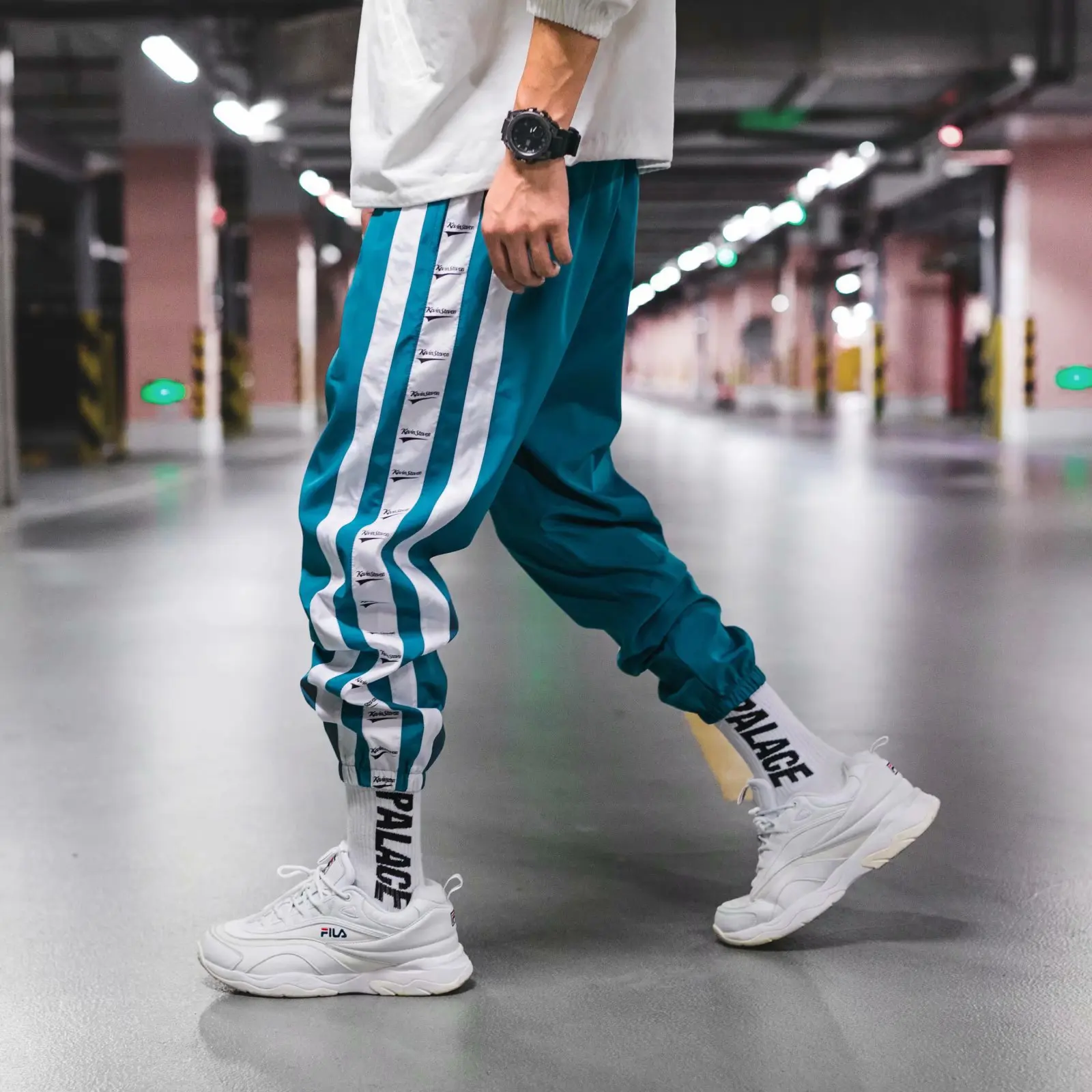 

Track Green Mens Pants Blue Ribbon Drop Crotch Trousers Hip Hop Harem Men Joggers Streetwear Broek Man Fashion Korean Style