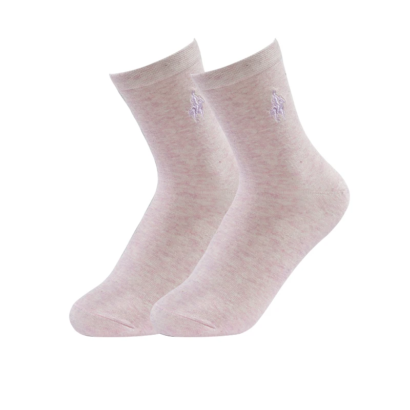 Новые осенние и зимние женские теплые и дышащие носки женские вышитые носки из чистого хлопка женские модные подарочные носки - Цвет: Light purple-B