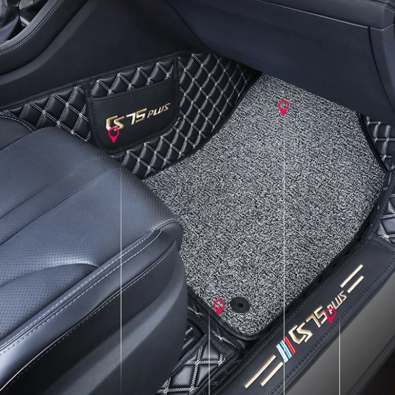 Car Floor Mats For Changan CS75 Plus 2021 2022 Double Layer Custom Auto Foot Pads Leather Carpet Cover Interior Floorliner