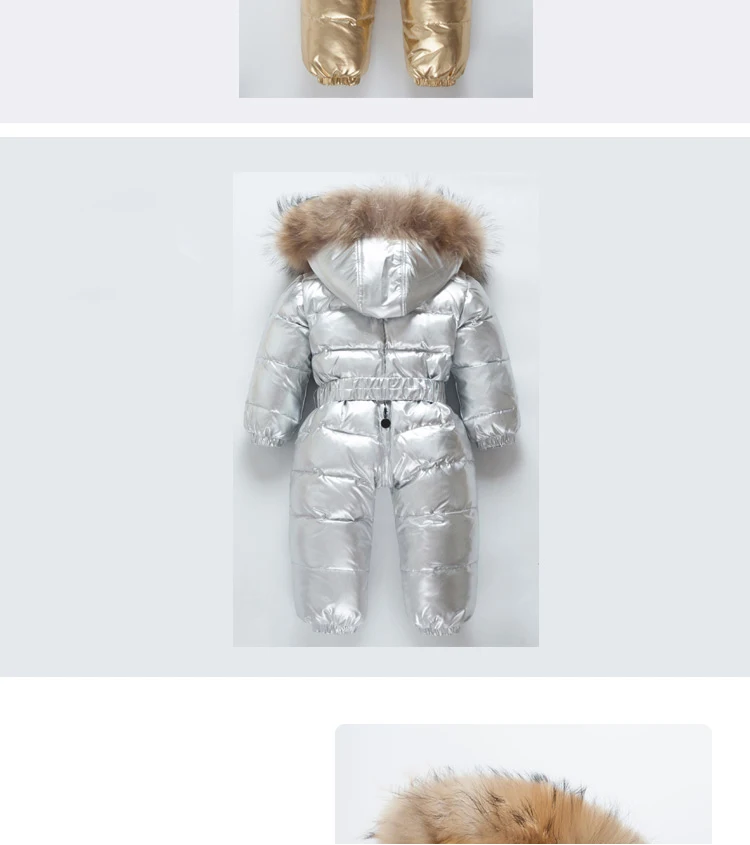 Зимний детский цельный пуховик теплый Детский комбинезон с капюшоном для девочек и мальчиков, комбинезон с длинными рукавами, теплый и ветрозащитный