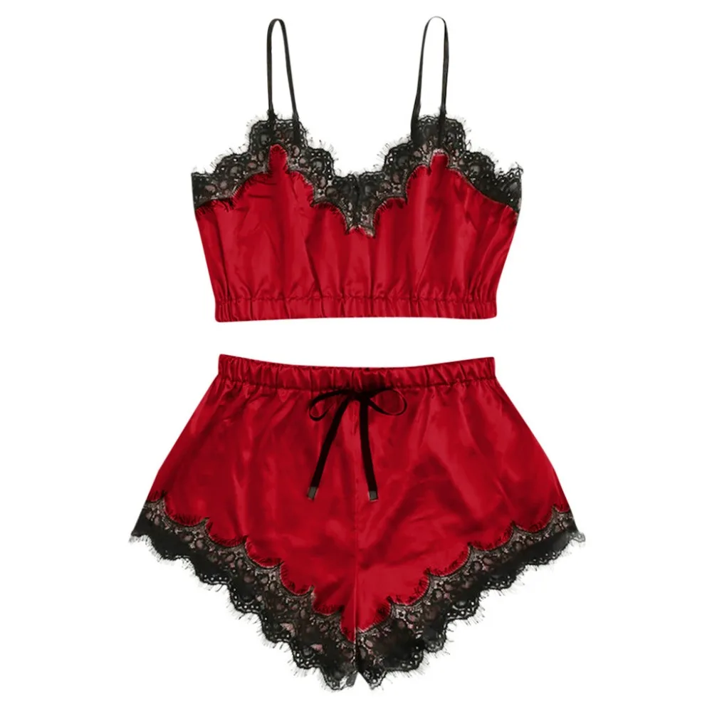 Сексуальные пижамы Для женщин шелковые кружева сетки нижнее белье Babydoll ночная Пижама летняя пикантная женская одежда 잠옷 수면잠옷