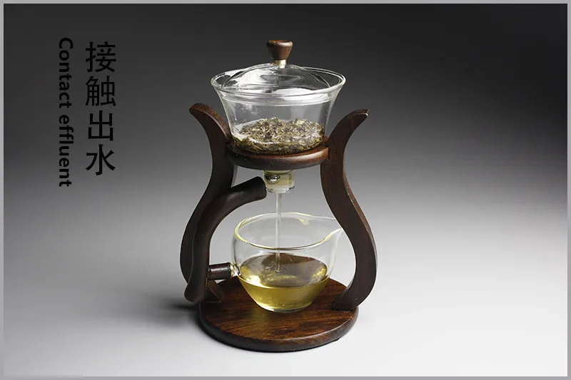 Heat-resistant glass tea set magnetic water diversion rotating cover bowl semi-automatic tea maker lazy teapot Kungfu tea set