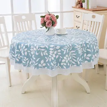 

10 Round Table Cloth Pastoral PVC Plastic Kitchen Tablecloth Oilproof Decorative Elegant Waterproof Fabric Table Cover