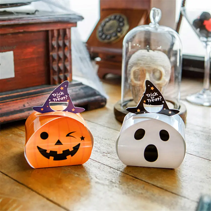 

50pcs Halloween Easter party decoration pumpkin ghost paper candy box Baking cookies box home props supplies kid gift