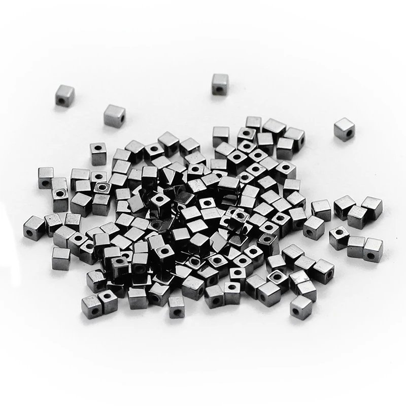 BTFBES natural stone Black Hematite cube square Charm Loose Spacer Bead For Jewelry Bracelet Necklace Making DIY 2/3/4/6/8/10mm