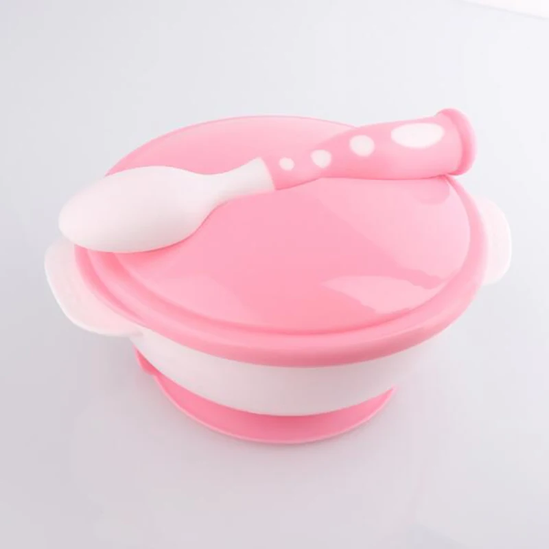 Baby Feeding Bowls Spoon Suction Bowl Tableware Spoon Infant Feeding Learning Eatting Dining Plates Toddler Dishes