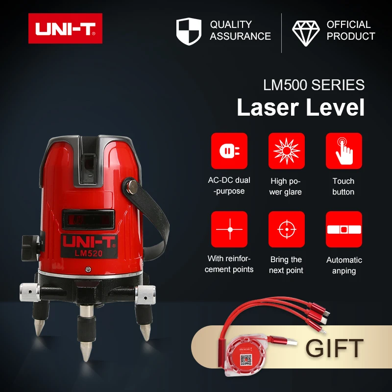 

UNI-T LM520G LM530G LM550G Touch Green Laser Level Instrument Triple laser brightness 2/3/5 Line Cross Marking Instrument
