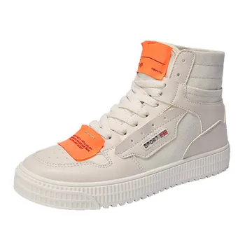 

Men High-top Skateboard Shoes Men Vintage Canvas Casual Shoes Autumn Hip Hop Shoes Quality Leather Fashion Street Shoe