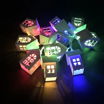 

LED Garland Wood House String Light 1.5m 10LEDs Room Decor String Lamp Wedding Christmas Party Holiday Fairy Lights Novelty Lamp