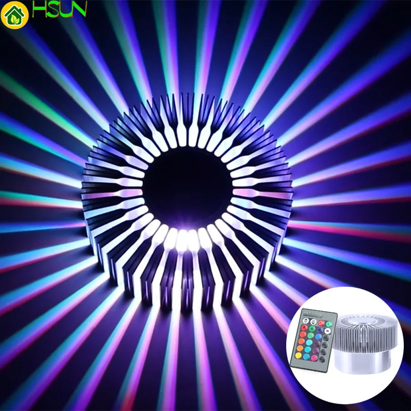 

-265v Lamp Ac85 Led 3w Wall Aluminum Wall Lamp High-power Led Chip Rgb Colorful Sun Flower Wall Lamp