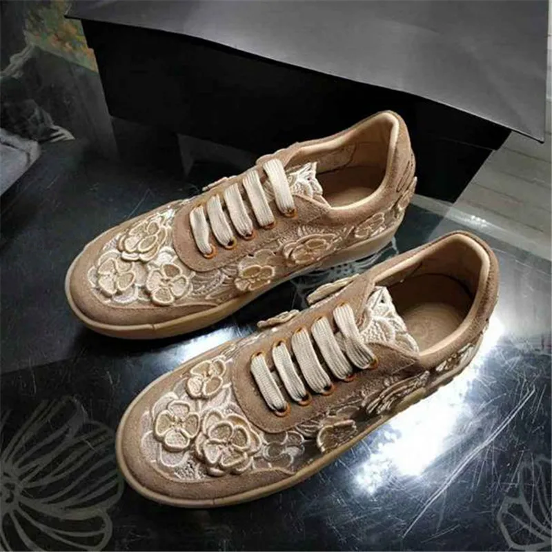 Обувь, женские эспадрильи Туфли без каблуков кроссовки аппликации scarpe donna кроссовки на шнуровке женский Обувь на среднем каблуке; Zapatos De Mujer; круглый носок