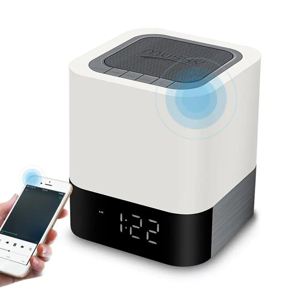 Night Lights Alarm Clock Speaker Smart Touch Control Dimmable RGB LED Table Lamp For Bedroom HIFI Sound Multi-color Changing