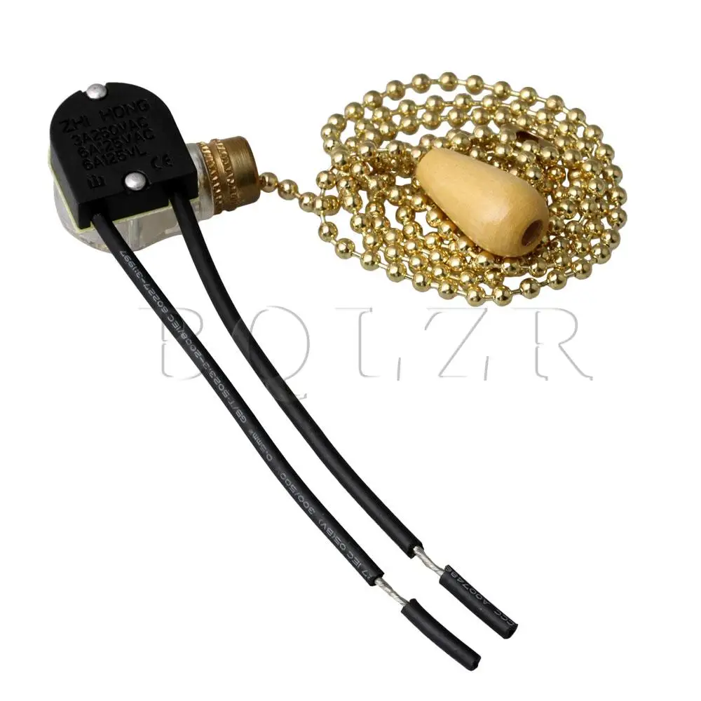  BQLZR Alloy Electric Lamp On-Off Pull Switch with Pull Chain Length 80cm Gold - 4000138608778