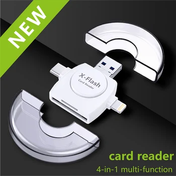 

4 in 1 Card Reader SD Tf Card Reader & USB C Micro SD Card Adapter for Computer iPhone iPad Galaxy S8 Android Mac,Micro USB