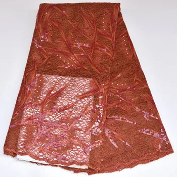 

Newest African Lace Fabric High Quality net Lace changing With Sequins Red color Latest French Tulle Lace Fabric For Party dress
