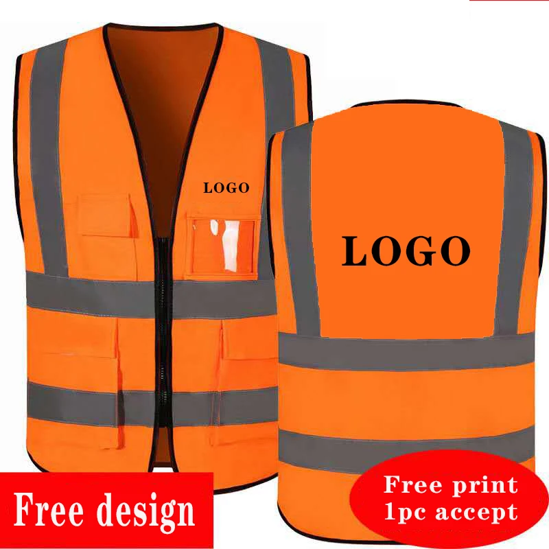Reflective Safety Vest Safety Vest Reflective High Visibility Vest with Pockets and Zipper Construction Work Hi Vision Railroad Airport Engineers