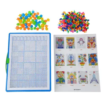 

296 Mushroom Nail Intelligent 3D Puzzle Games DIY Mushroom Nail Plastic Flashboard Children Toys Educational Toy random color