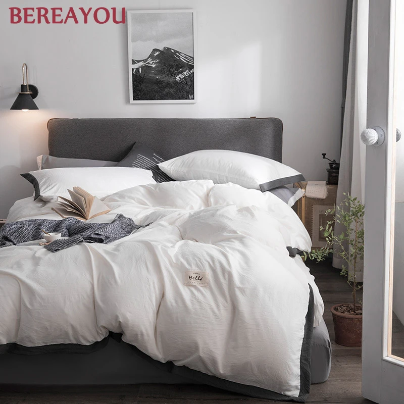 Однотонные комплекты постельного белья в Корейском стиле простой пододеяльник
