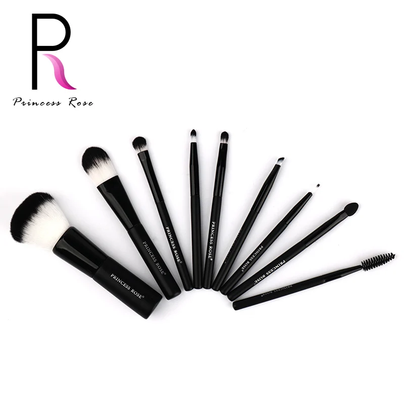 

Princess Rose 9pcs Private Label High Quality Professional Beauty Makeup Brush Set with Leather Cosmetic Bag