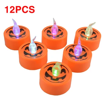 

12pcs/set Flameless Candle Festival Halloween Pumpkin Tea Light Led Atmosphere Home Decor Holiday Lighting Ornaments Party