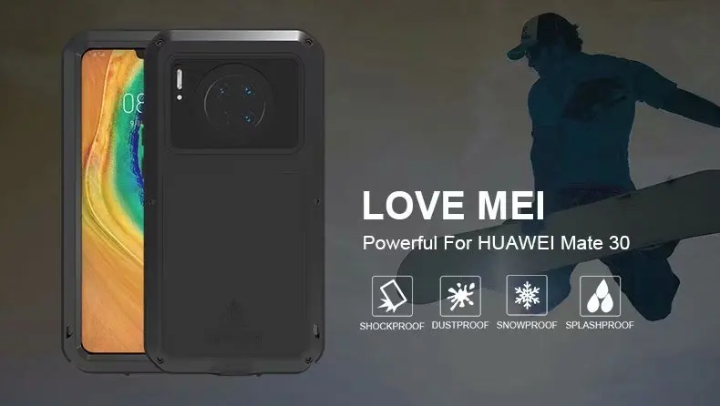 Сверхпрочный защитный чехол LOVE MEI для huawei mate 30 Doom Armor Алюминиевый металлический чехол противоударный чехол для huawei mate 30