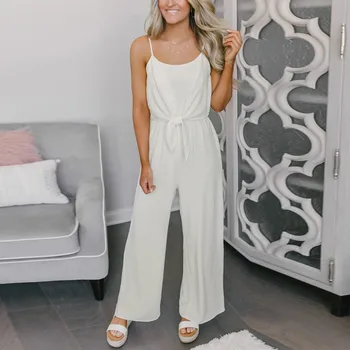 

Women's Summer Jumpsuit Fashion Knot Bandage Sleeveless Jumpsuit Solid Bodysuit Camis Playsuit Dropship Salopette Femme J#19
