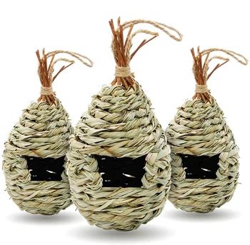 

Humming Bird Houses for Outside Hanging Bird Hut, Hand Woven Hanging Hummingbird House, for Finch Canary Bird Nest Shelter