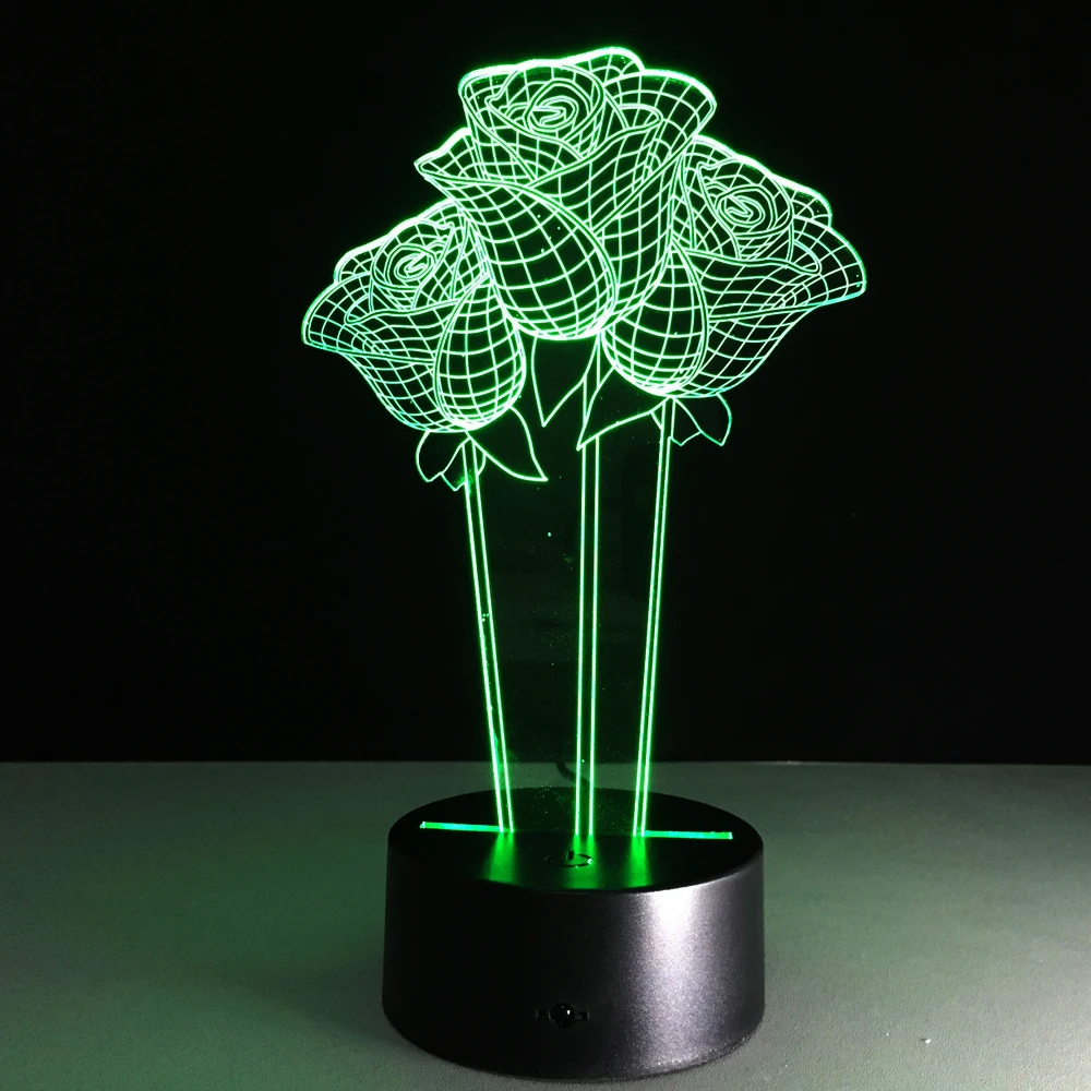 7 цветов меняющий розовый акриловый 3D светильник светодиодный Жилая настольная