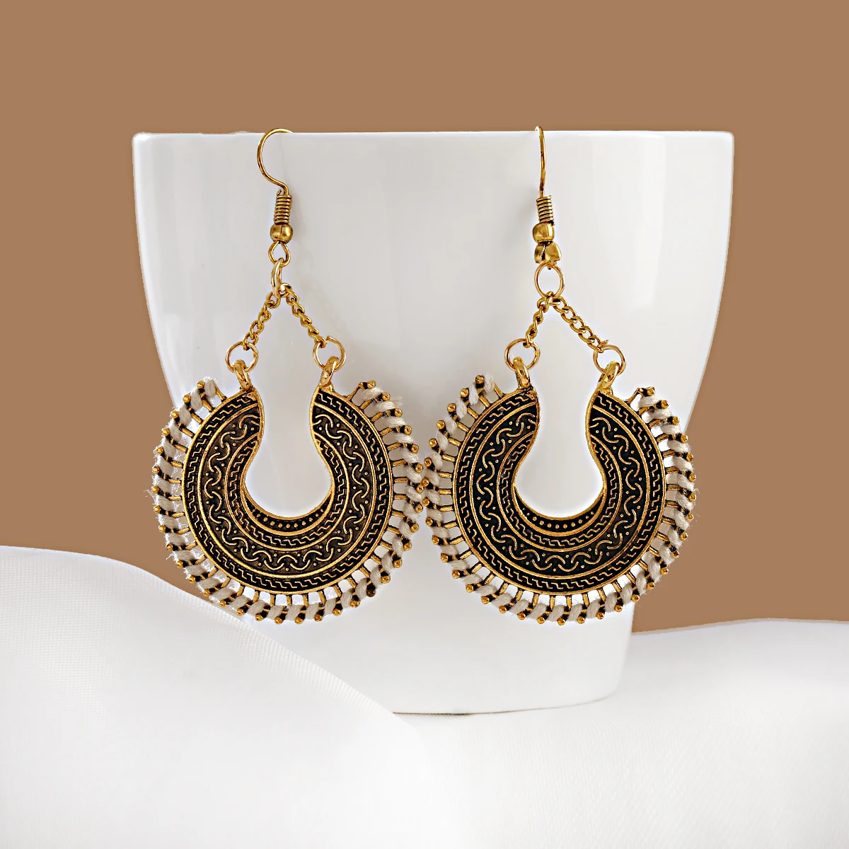 Jhumka Orecchini Lunghi A Campana Con Nappine - Stile Etnico Indiano Vintage Bohémien, Cristallo