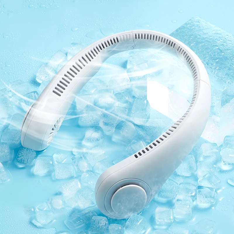 Portable Mini Bladeless Fan Neck Fan 2400mAh USB Rechargeable Fan Mute