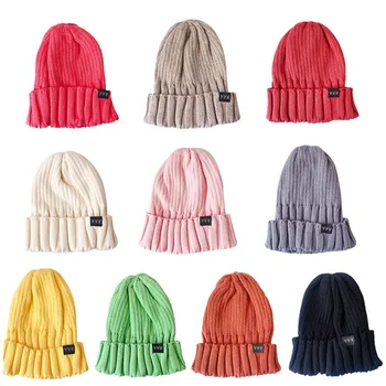 

Warm Children's Hat Autumn Winter Fashion Casual Classical Cartoon Sticker Decoration Wool Knit All-match Warmer Hat
