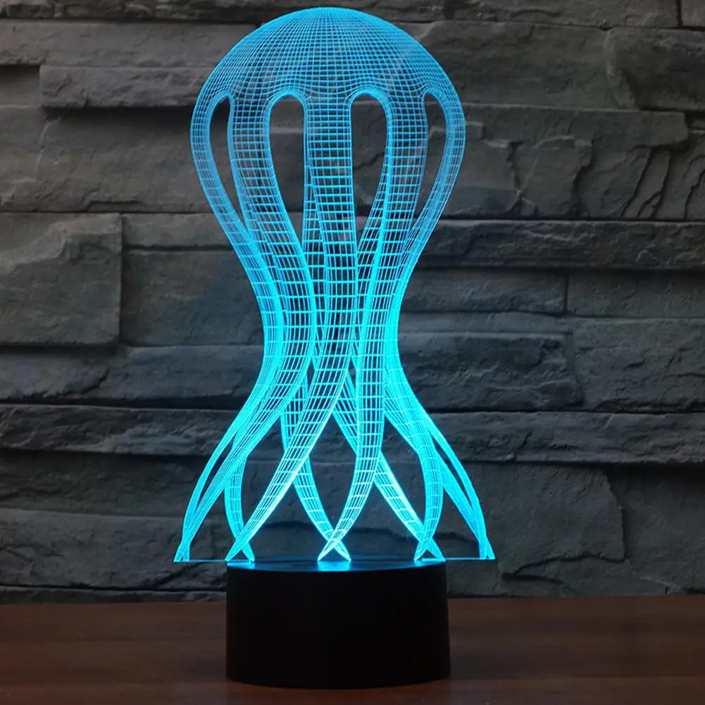 HobbyLane 3D визуальная иллюзия Лампа Прозрачный Акриловый Ночной светильник светодиодный светильник 7 цветов меняющийся сенсорный Настольный светильник детская лава лампа