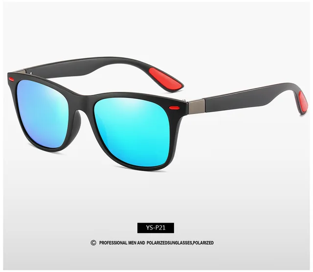 Polarized Men  Sunglasses Fashion Brand Designer Women Driving Square Frame Sun Glasses Male Goggle Shades Coating Mirror Female IceBlue