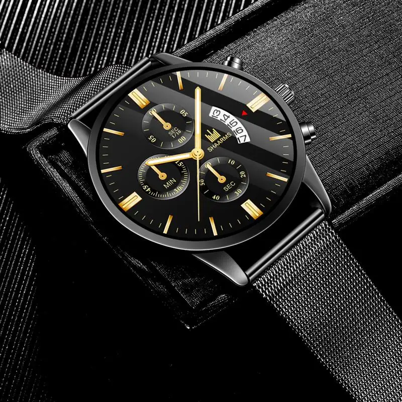 

Men Mesh Band Business Watch Stainless Steel Analog Quartz Date Wristwatch Male Man Luxury Military Sport Watches Erkek Saat