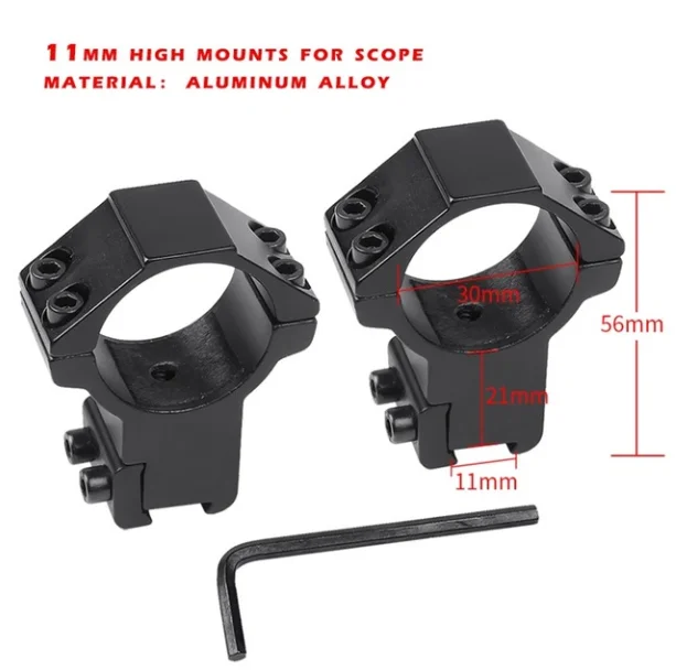 T-EAGLE 1-12X30 IR ED Riflescope тактический оптический прицел полный размер Mil-Dot красный зеленый illumilated сетка охотничий прицел - Цвет: 11mm high mounts