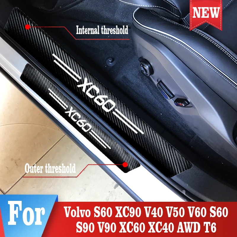 4 шт./компл. двери автомобиля Наклейка для порога Volvo XC60 искусственная кожа авто