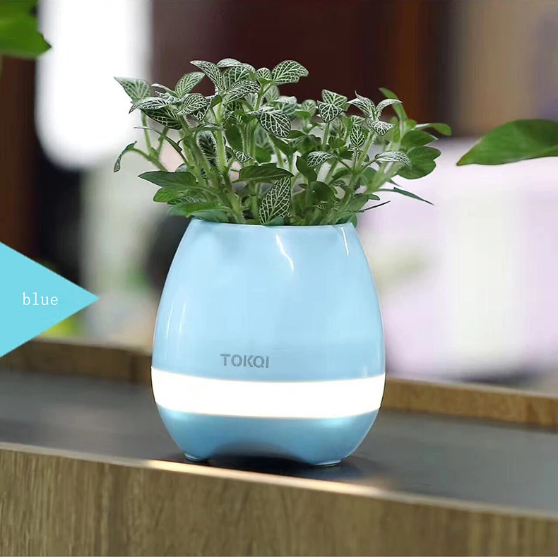 Hot Music LED Flower Pot Speaker Smart Wireless Finger Bluetooth Switch Office Living Room Decoration Home Speaker Desk Touch