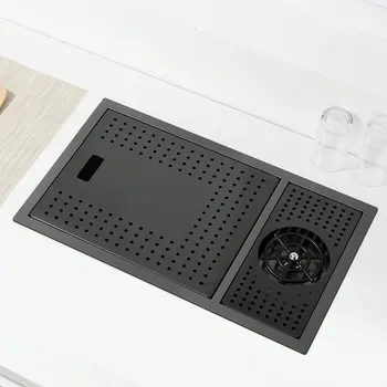 Hidden Gunmetal Kitchen Sink with Glass Rinser